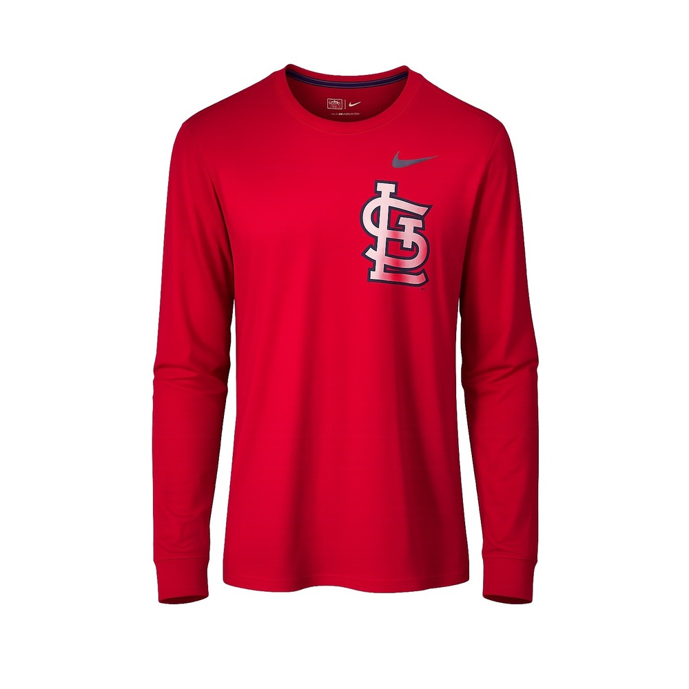 Nike Mens St Louis Cardinals Long Sleeve‎ T-Shirt Red MLB Baseball Medium